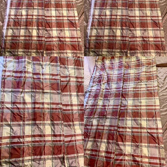 DISCONTINUED CHRIS MADDEN JCPENNEY HOME COLLECTION RED GOLD TAN PLAID CURTAINS - Picture 2 of 2